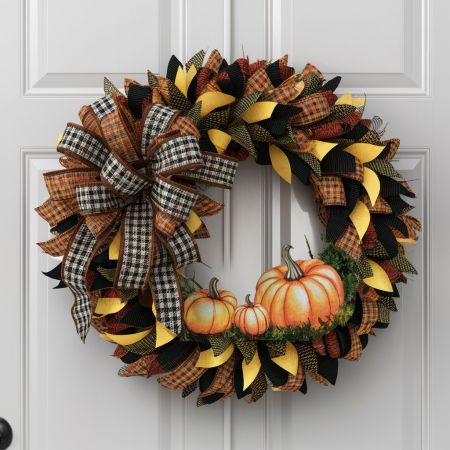 Fall/Autumn Season Ribbon Wreath